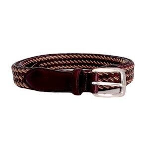 Brighton Brown Leather Woven Belt, Size 46